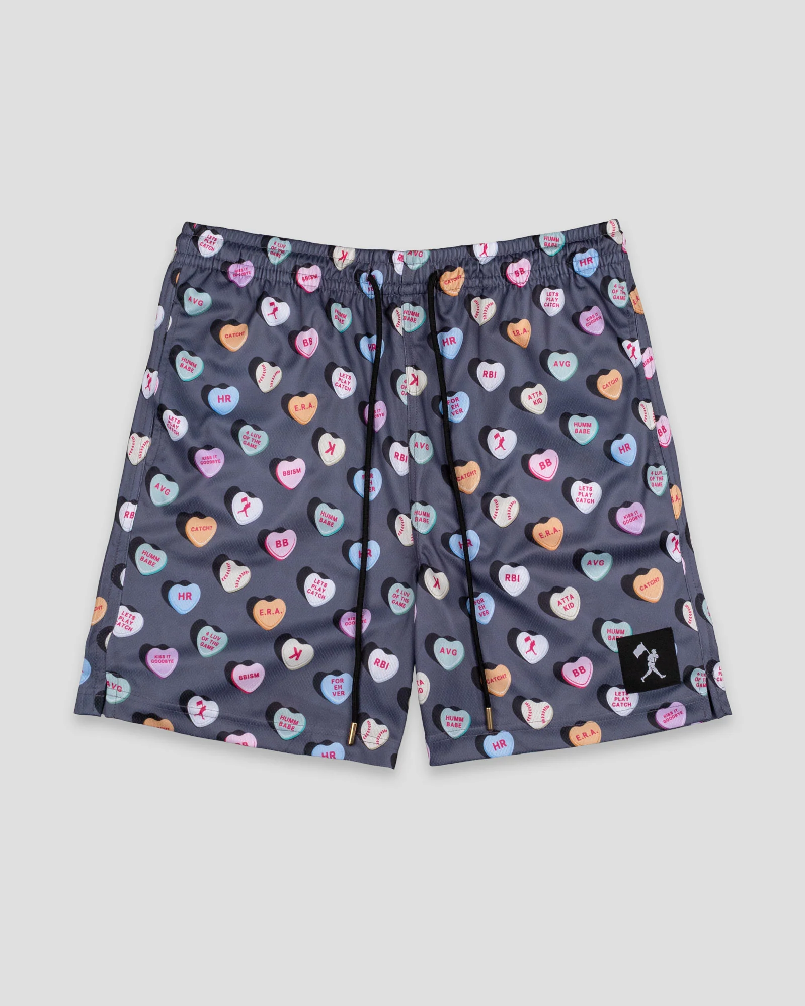 Candy Heart Diamond Air Mesh Shorts - Charcoal