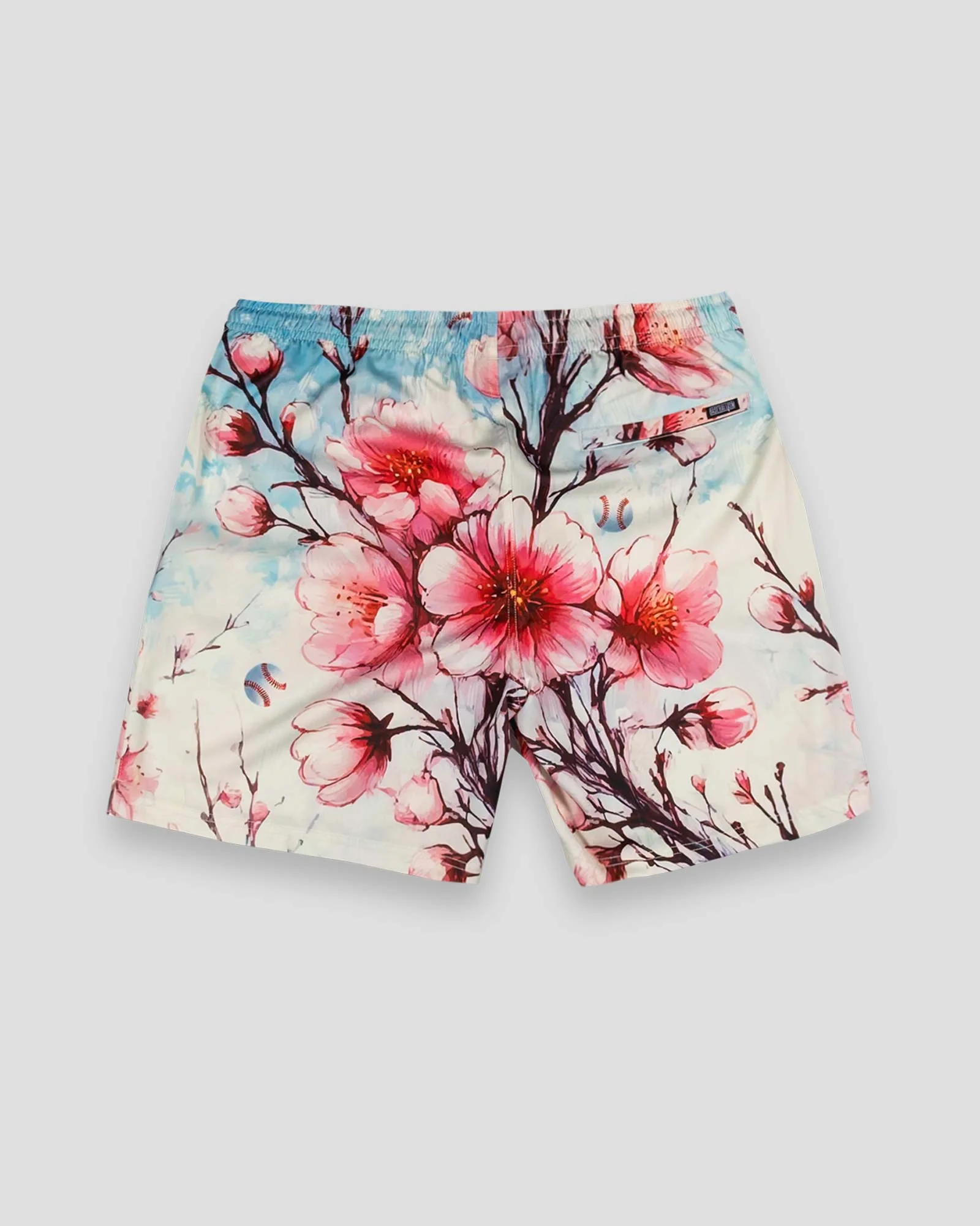 Cherry Blossom Baseball Diamond Lux Satin Shorts - Baltimore Orioles - Image 2