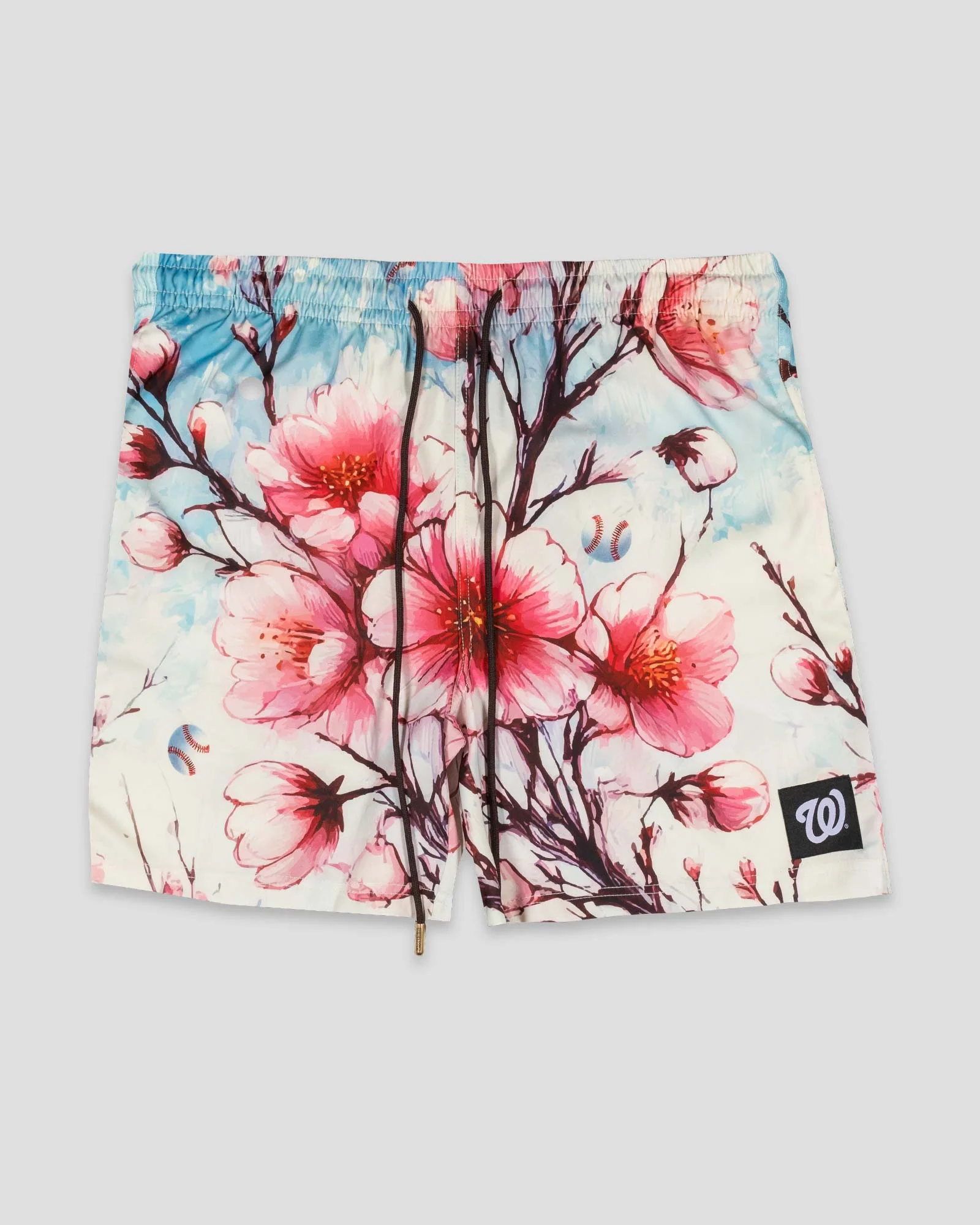 Cherry Blossom Baseball Diamond Lux Satin Shorts - Washington Nationals