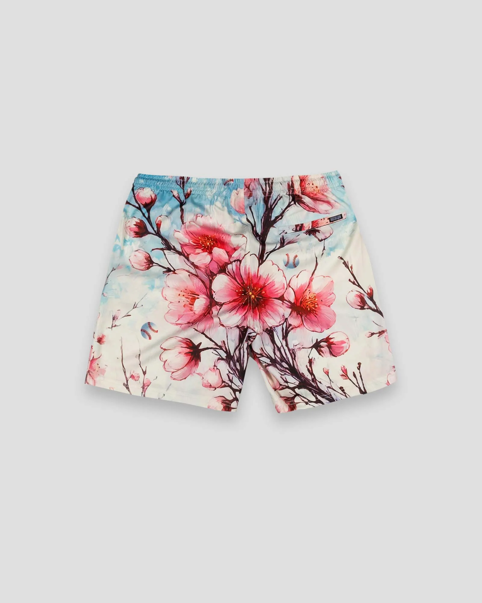 Cherry Blossom Baseball Diamond Lux Satin Youth Shorts - New York Yankees - Image 2