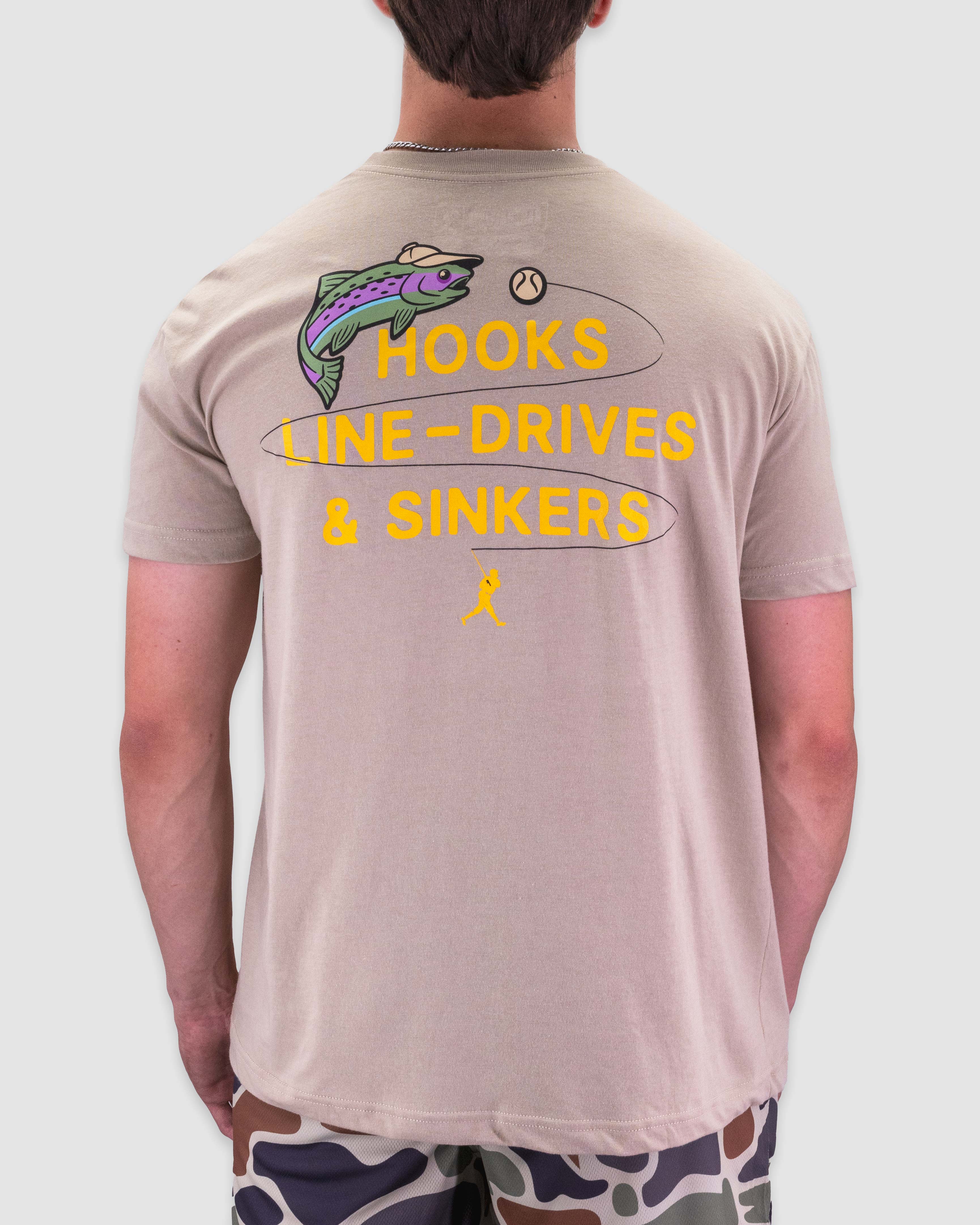 Fishing Club Hooks, Line Drives and Sinkers T-Shirt - Image 4