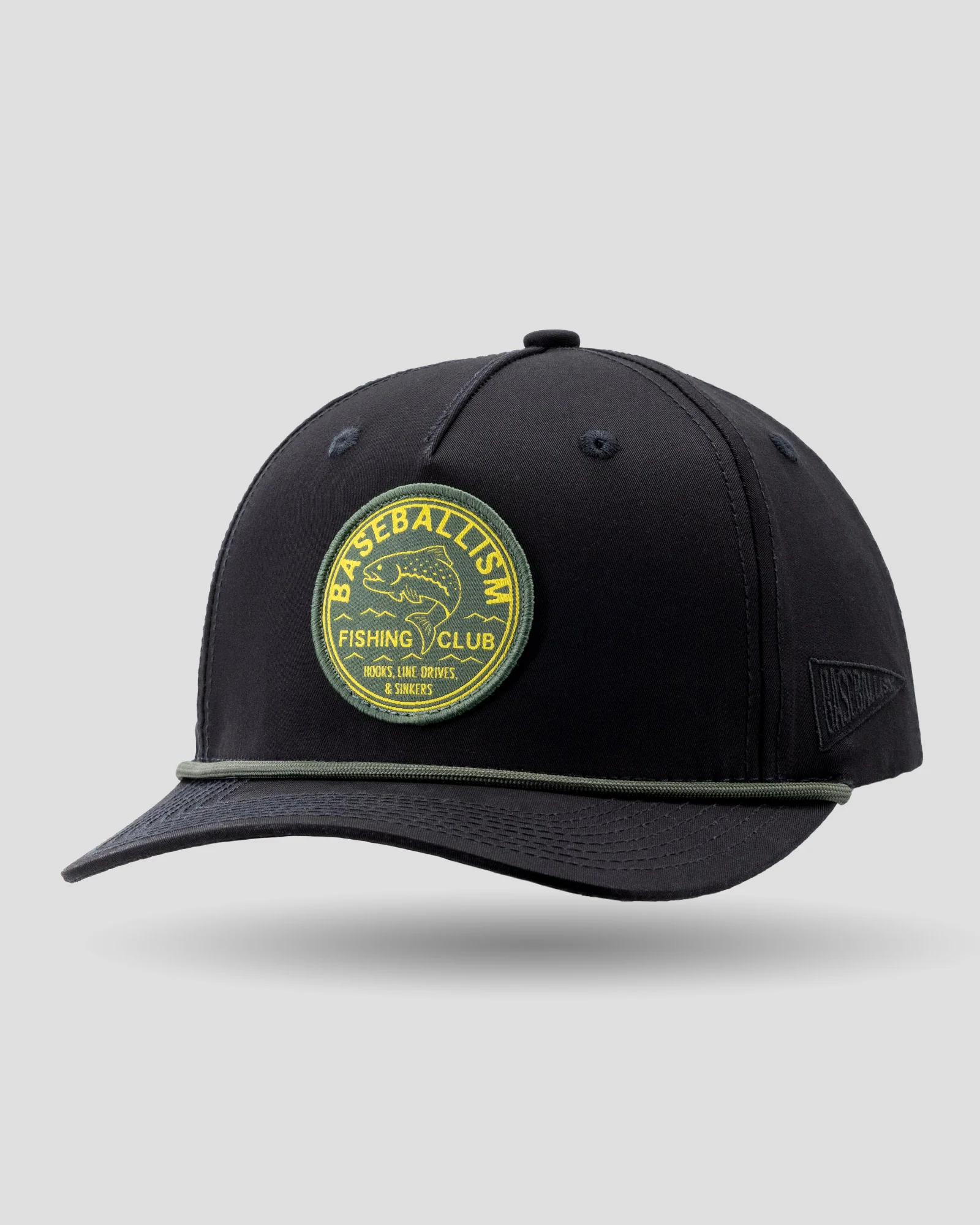 Fishing Club Patch Rope Cap - Black