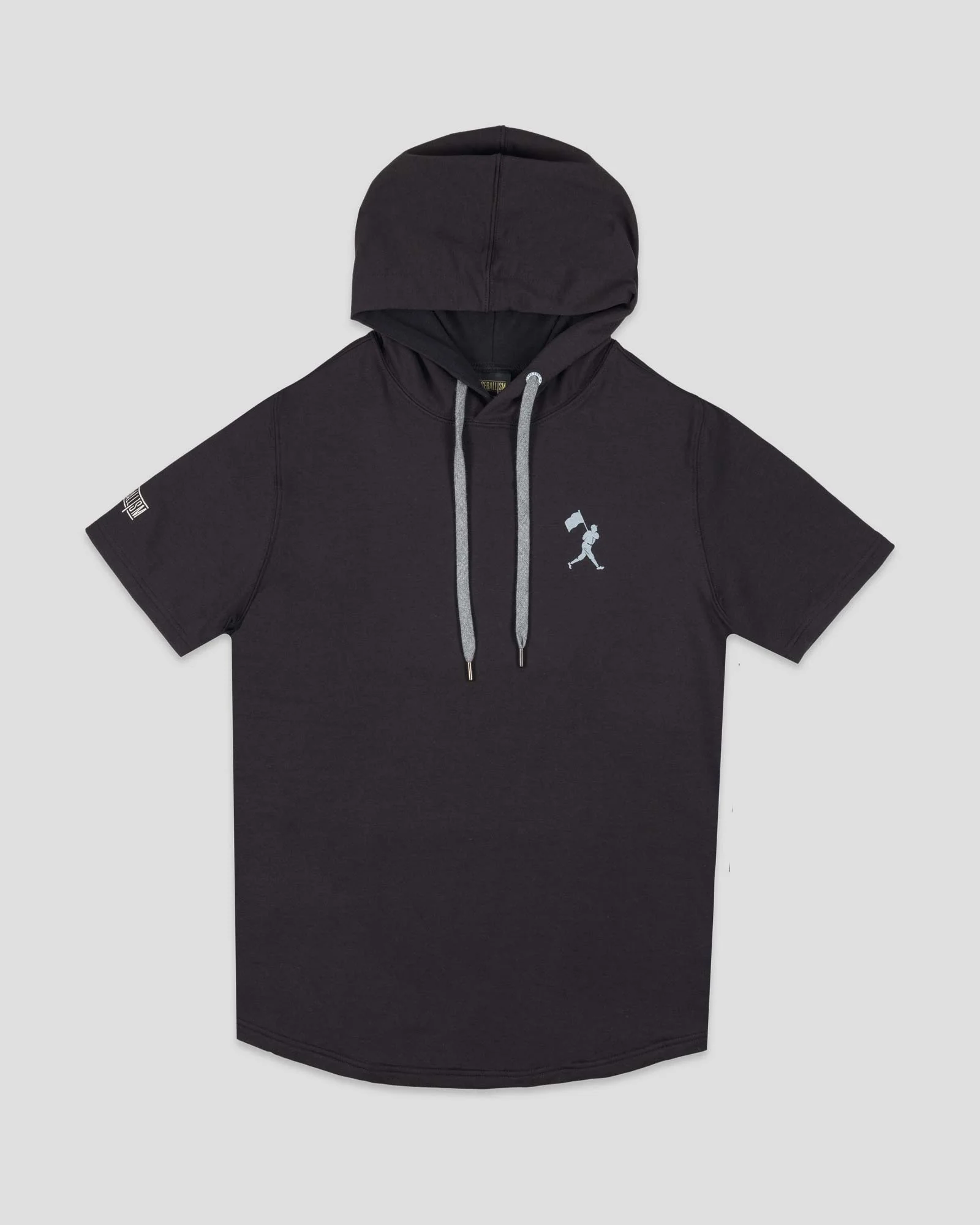 Flag Man Short Sleeve Hoodie - Black