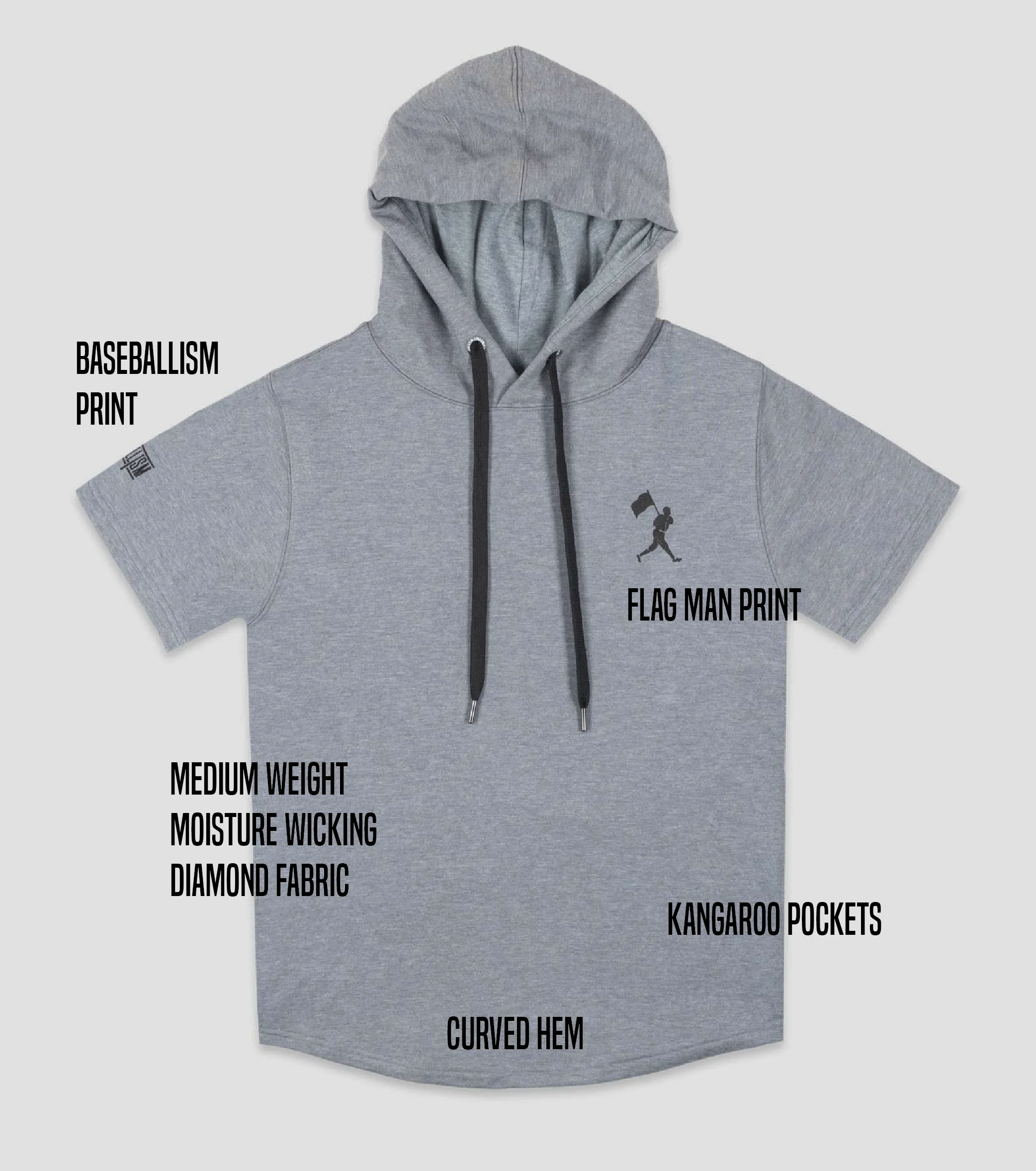 Flag Man Short Sleeve Hoodie (Black) - Youth - Image 3