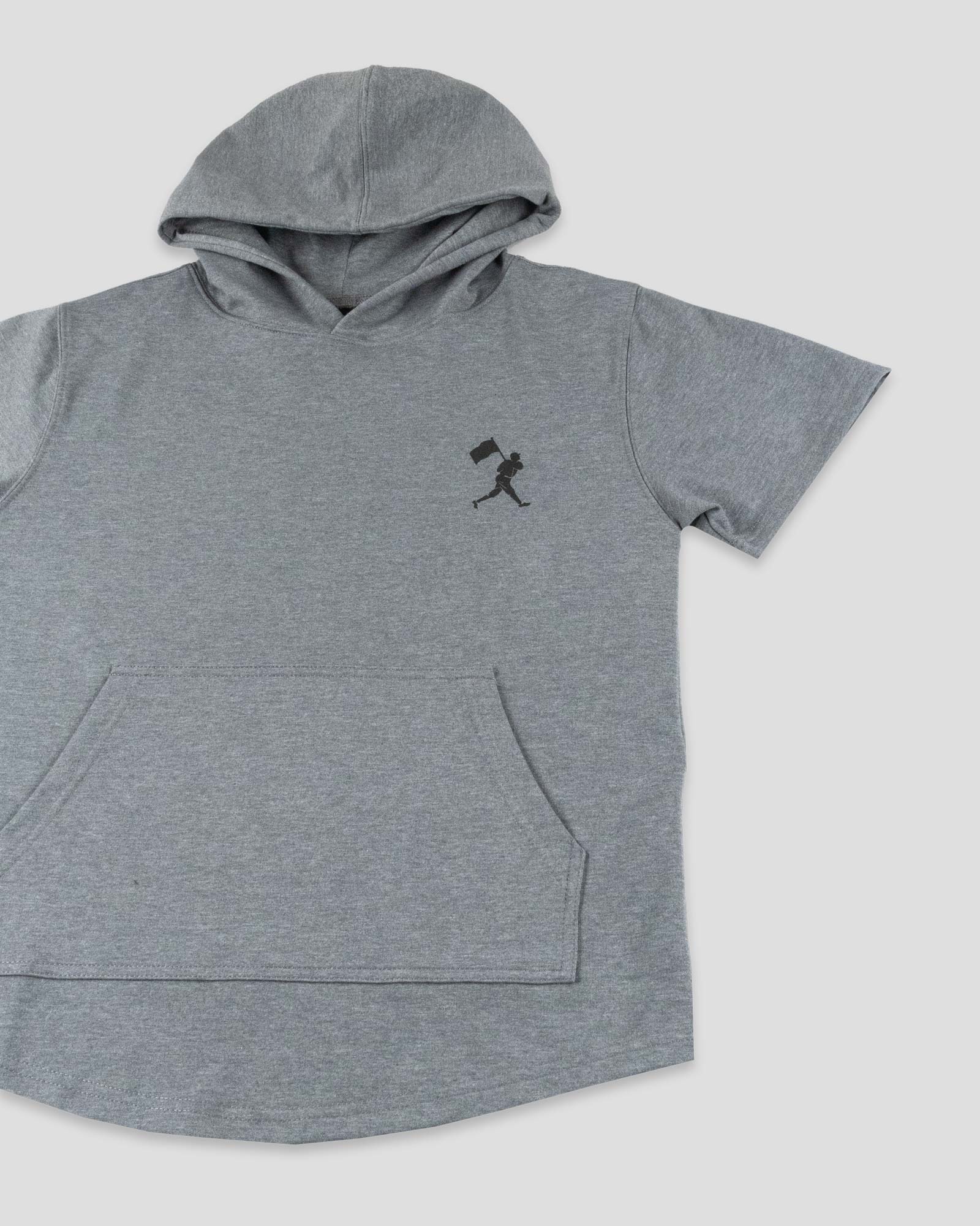Flag Man Short Sleeve Hoodie (Grey) - Youth - Image 2