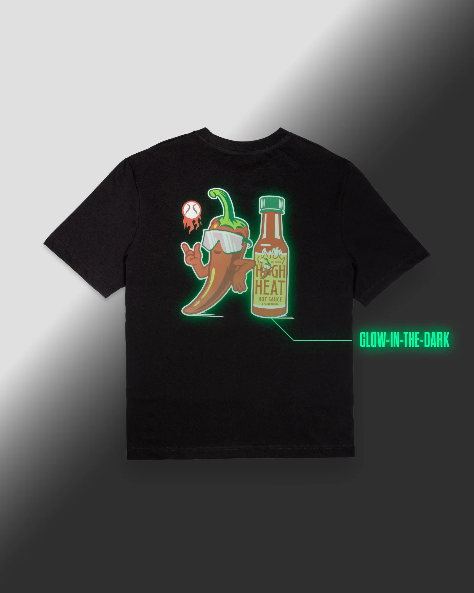 High Heat Hot Sauce Glow in the Dark Pima Cotton T-Shirt - Black