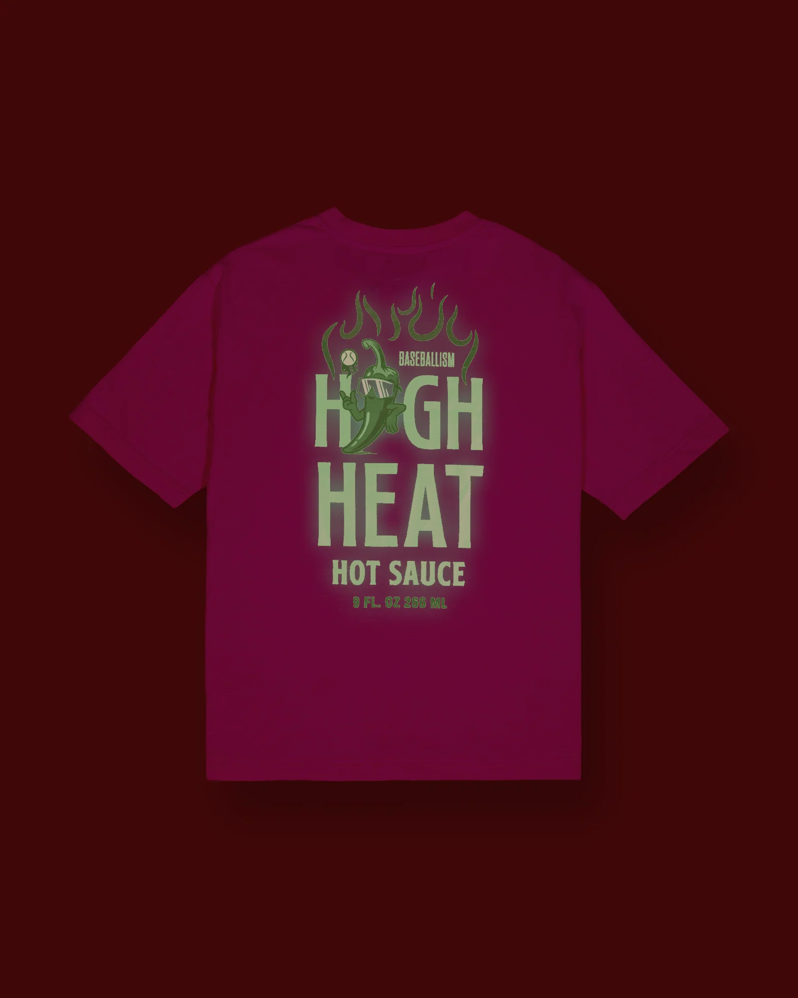 High Heat Hot Sauce Glow in the Dark Pima Cotton T-Shirt - Pink - Image 5