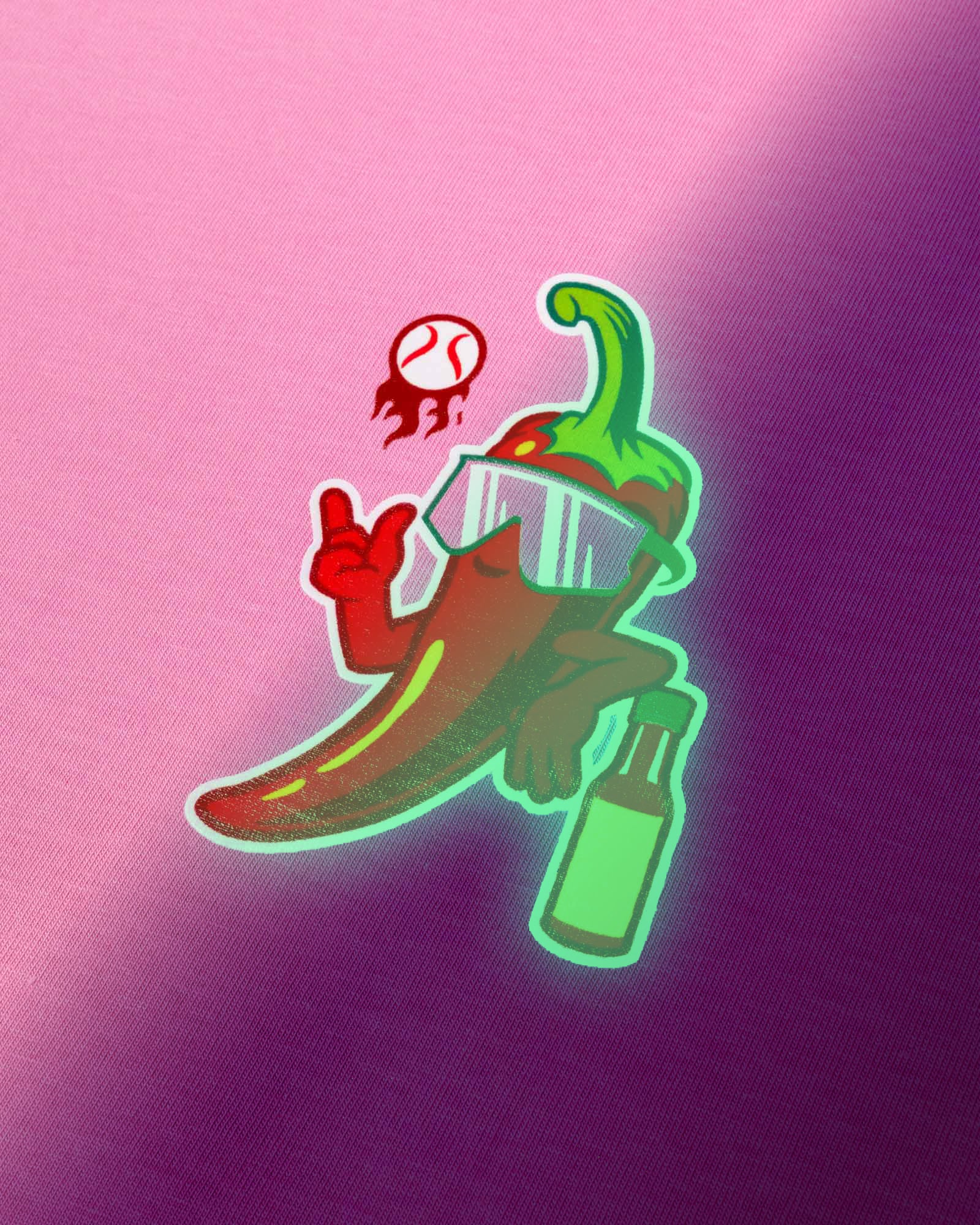 High Heat Hot Sauce Glow in the Dark Pima Cotton T-Shirt - Pink - Image 6