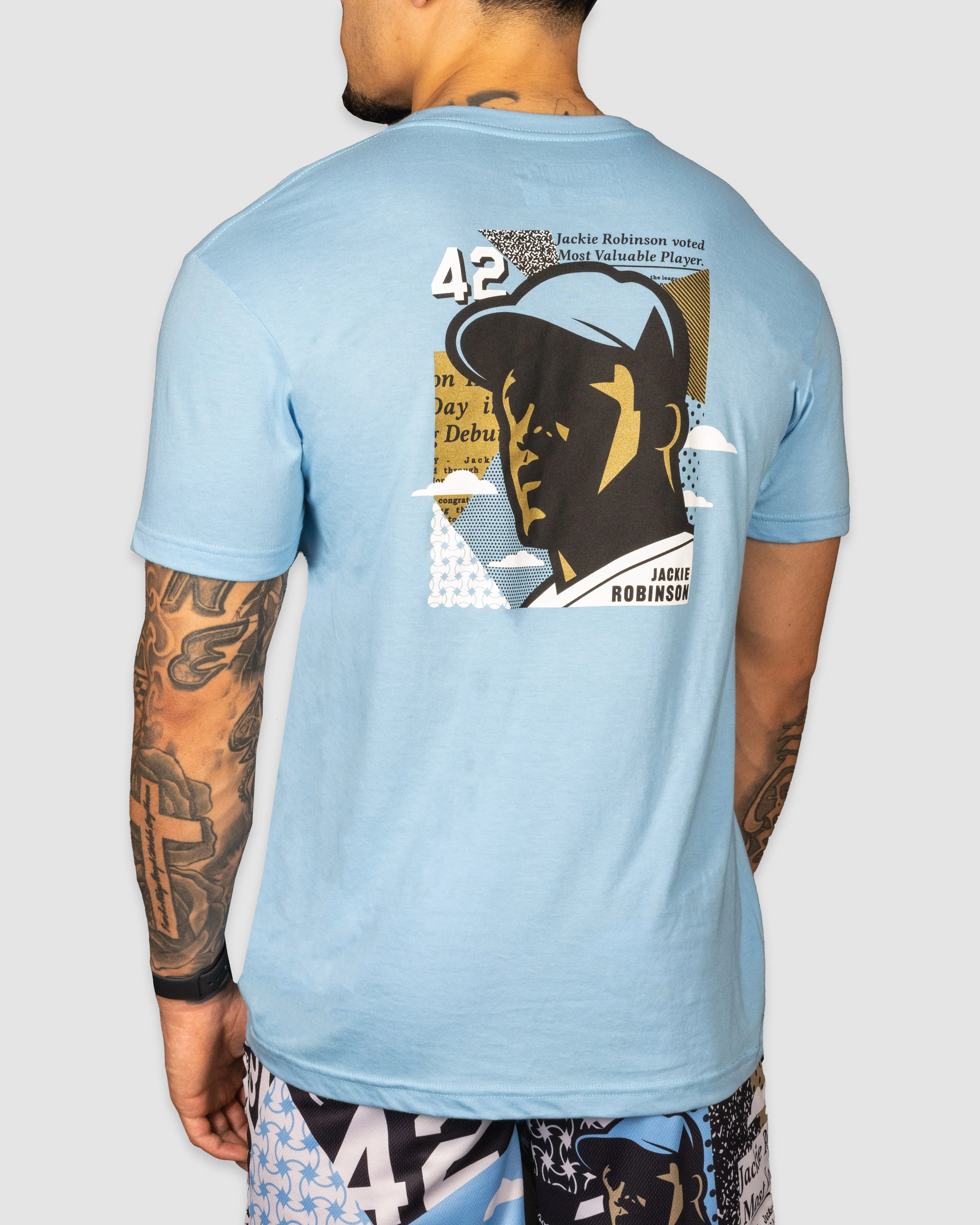 Jackie Robinson Front Page T-Shirt - Light Blue - Image 3