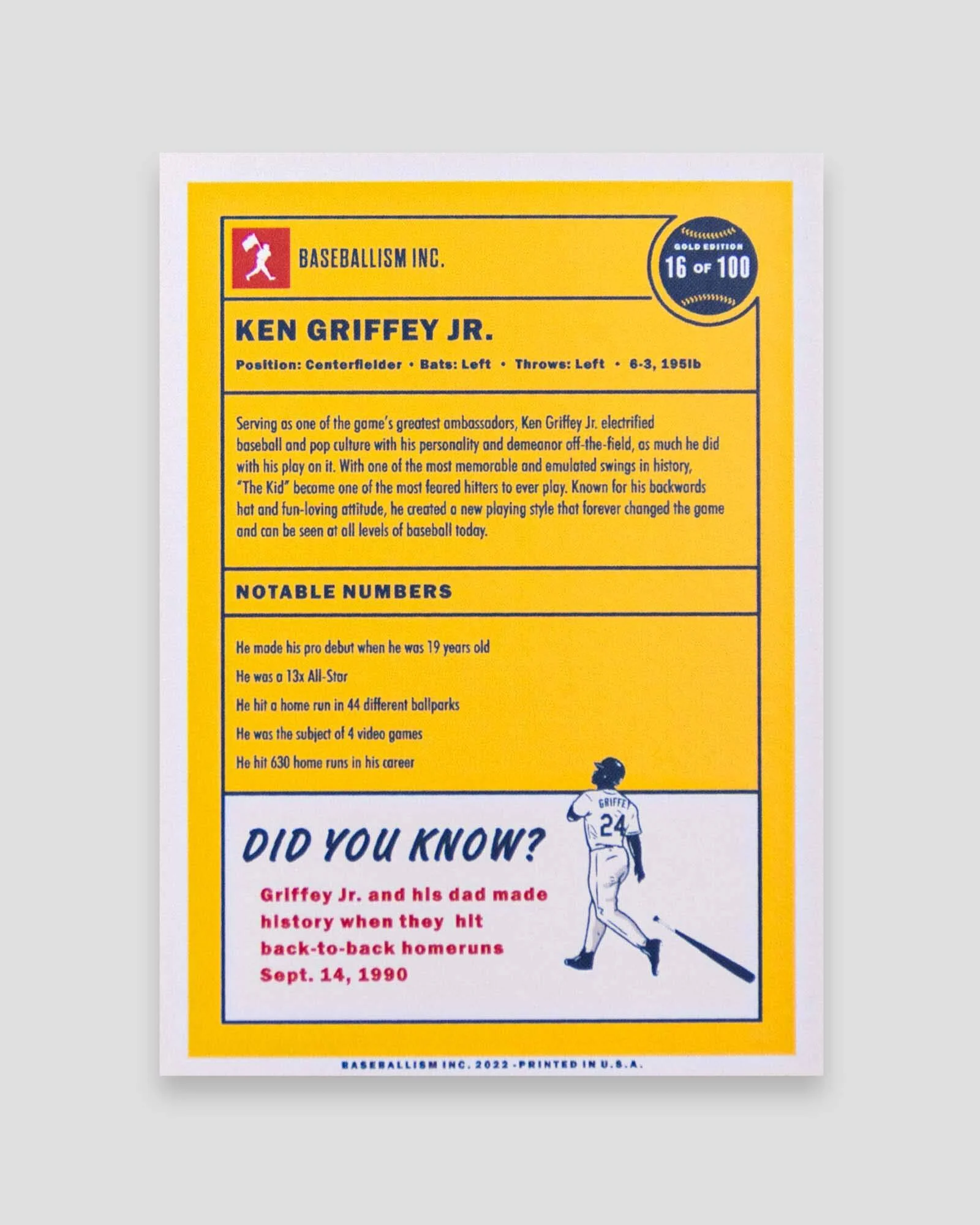 Ken Griffey Jr. Collectible Card - Image 2