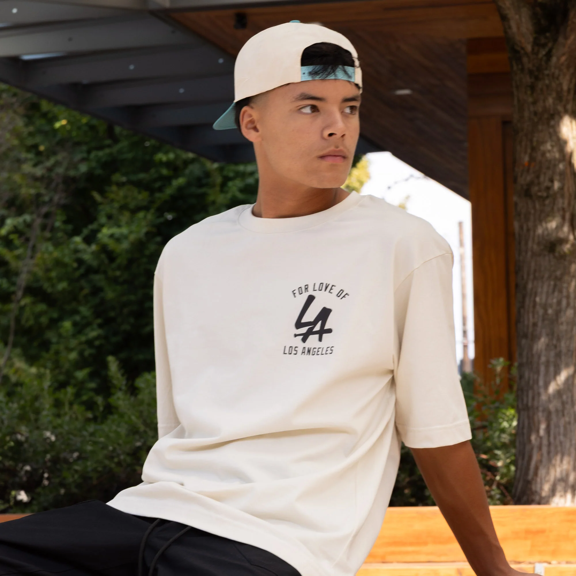 LA Bat Pima Cotton T-Shirt (Cream) - Image 4