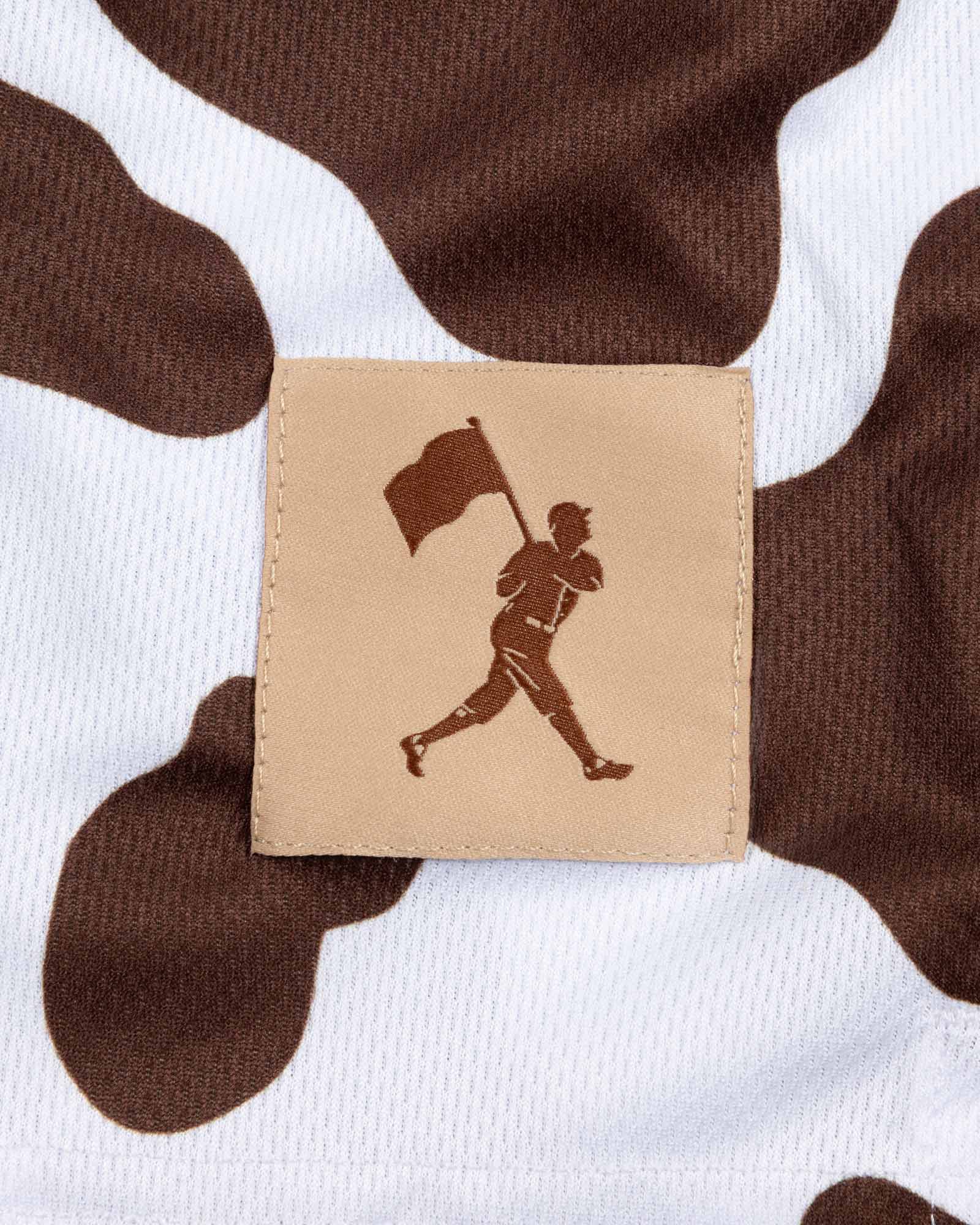 Moo Milk Cow Print Diamond Air Mesh Shorts - Brown - Image 4
