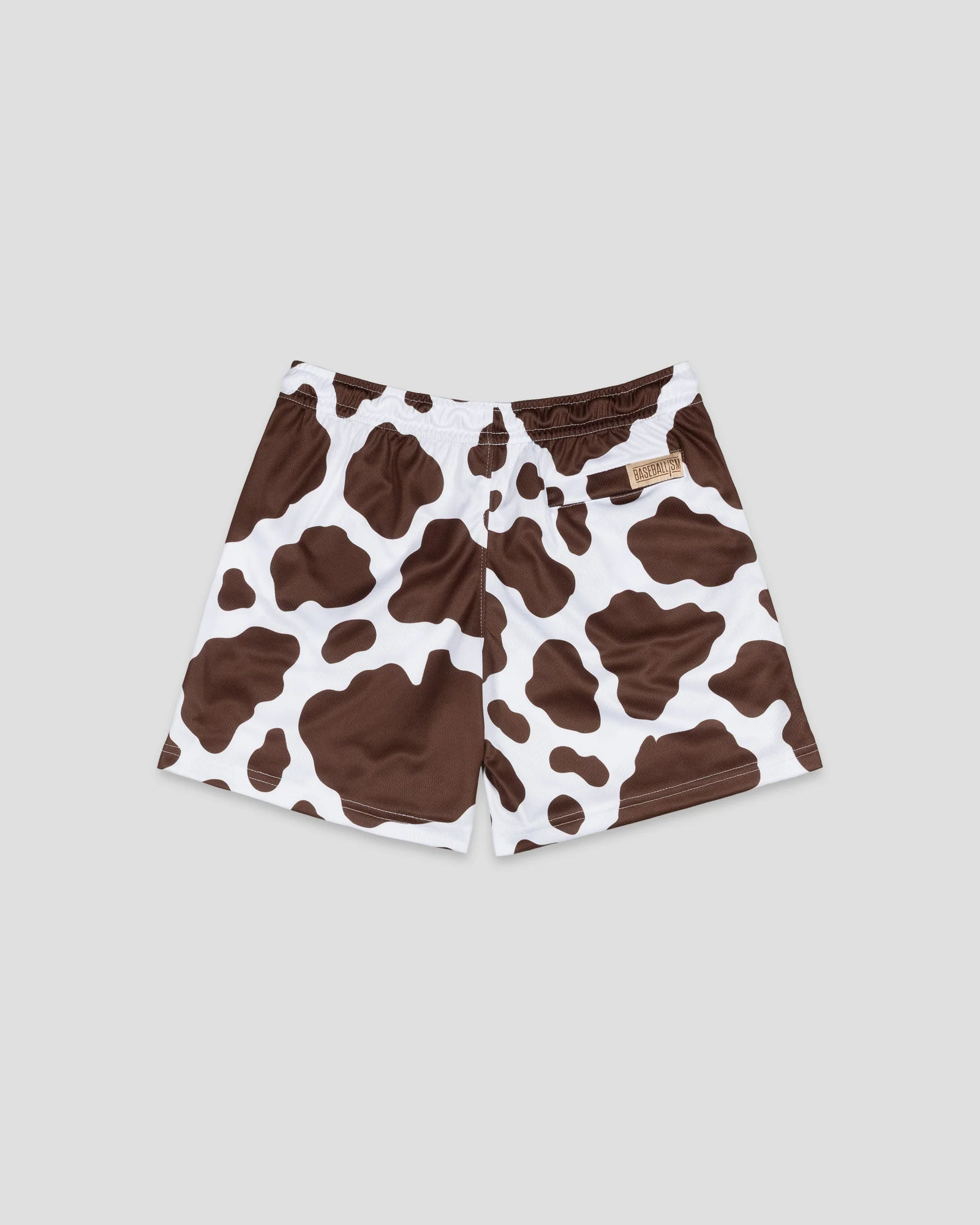 Moo Milk Cow Print Diamond Air Mesh Shorts (Brown) - Youth - Image 2