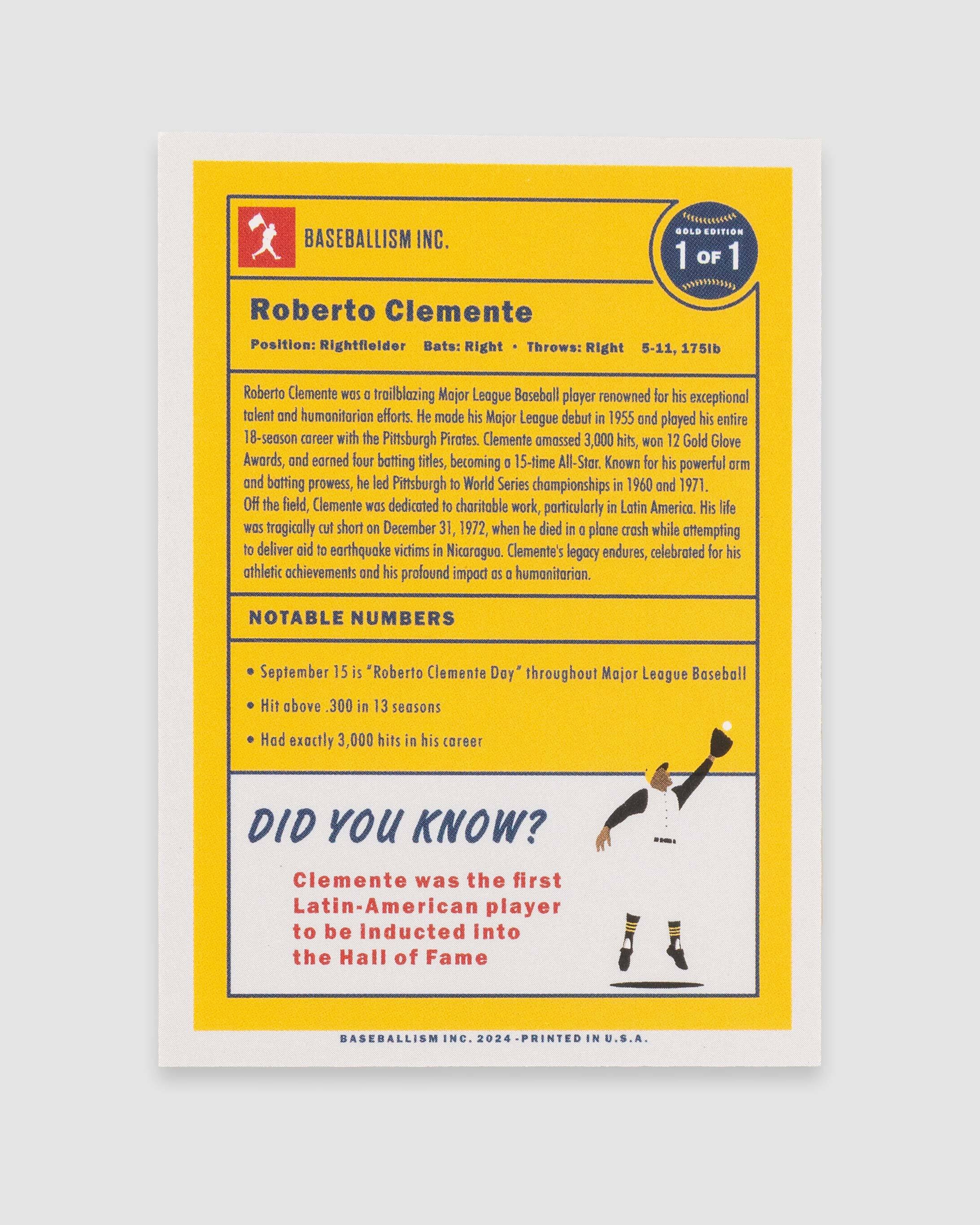 Roberto Clemente Collectible Card - Image 2