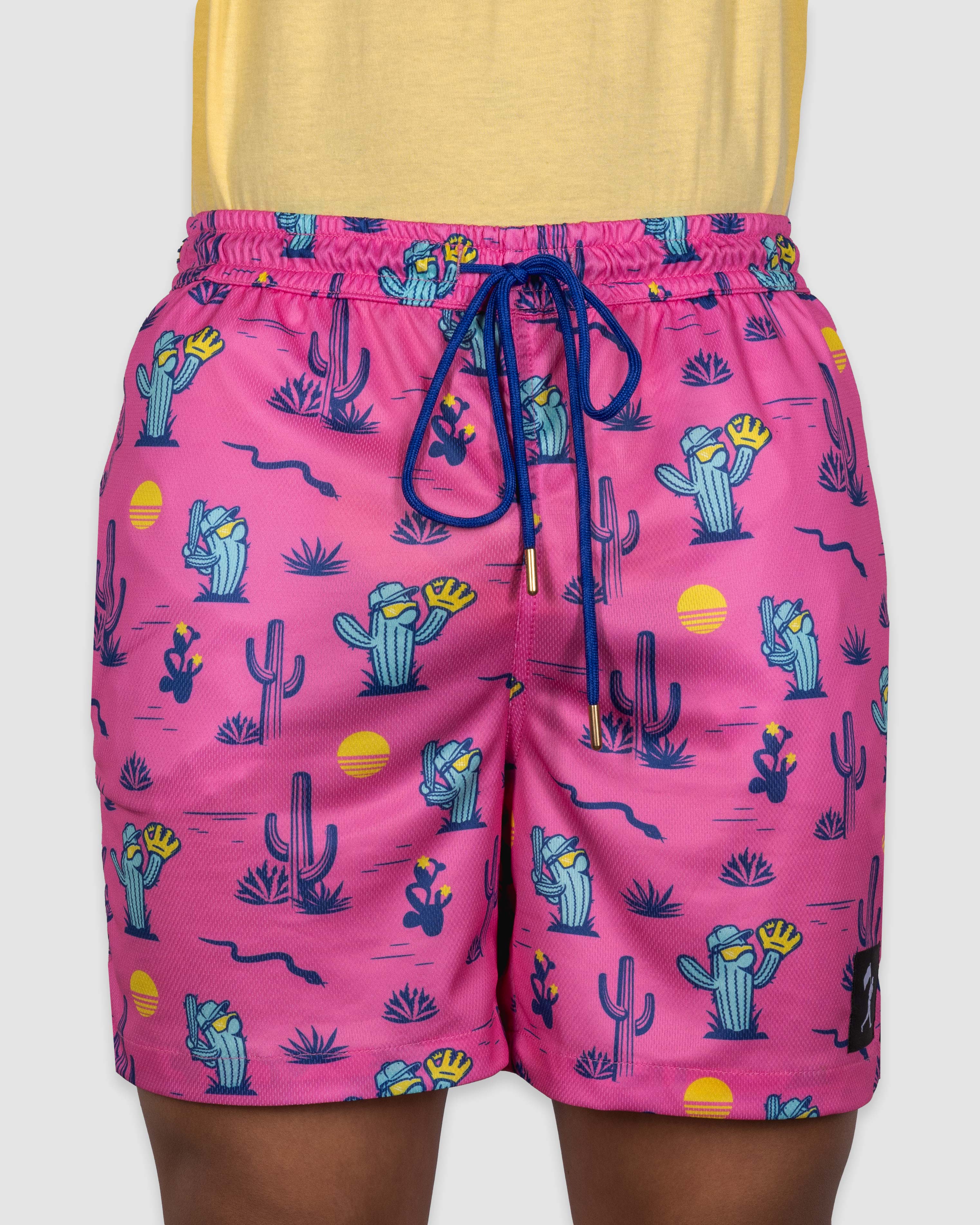 Spring Ball Cactus Diamond Air Mesh Shorts - Pink - Image 3