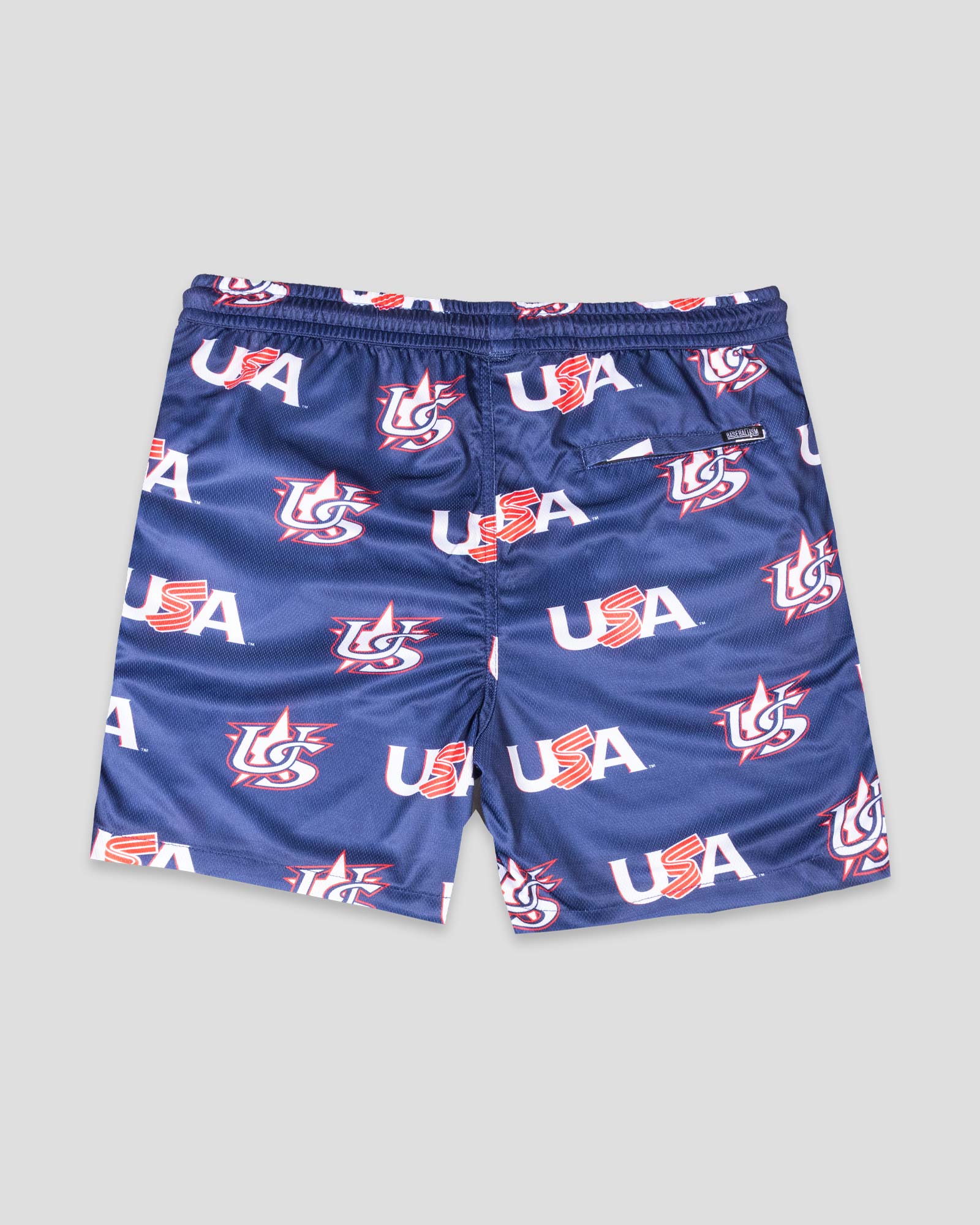 USA Pattern Diamond Air Mesh Shorts (Navy) - Baseballism x USA Baseball - Image 2
