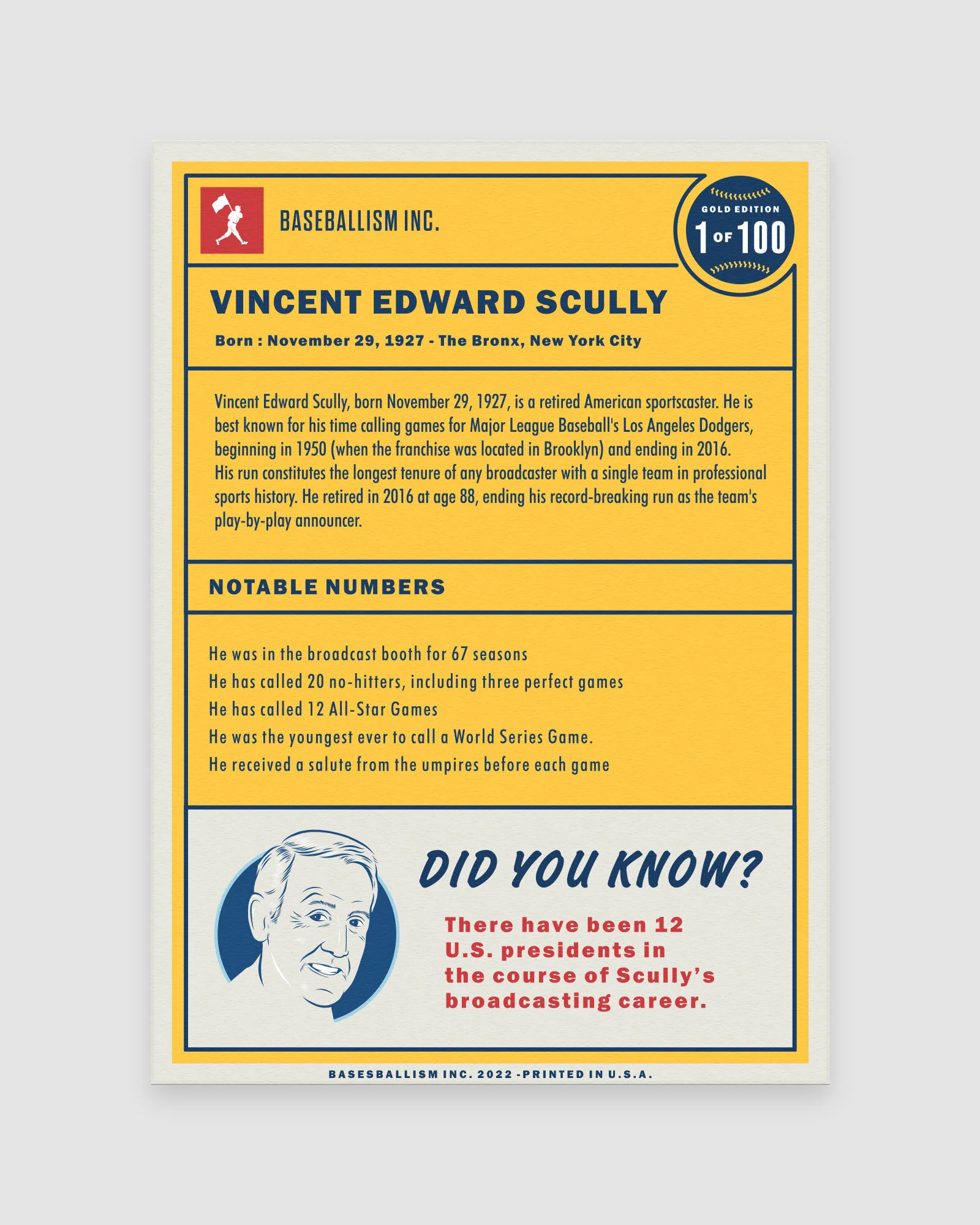 Vin Scully Collectible Card - Image 2
