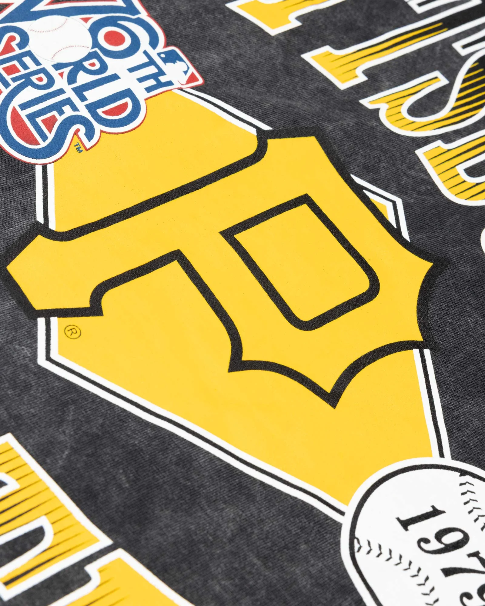 World Series 1979 Vintage Relaxed Fit T-Shirt (Black Acid Wash) - Pittsburgh Pirates - Image 2