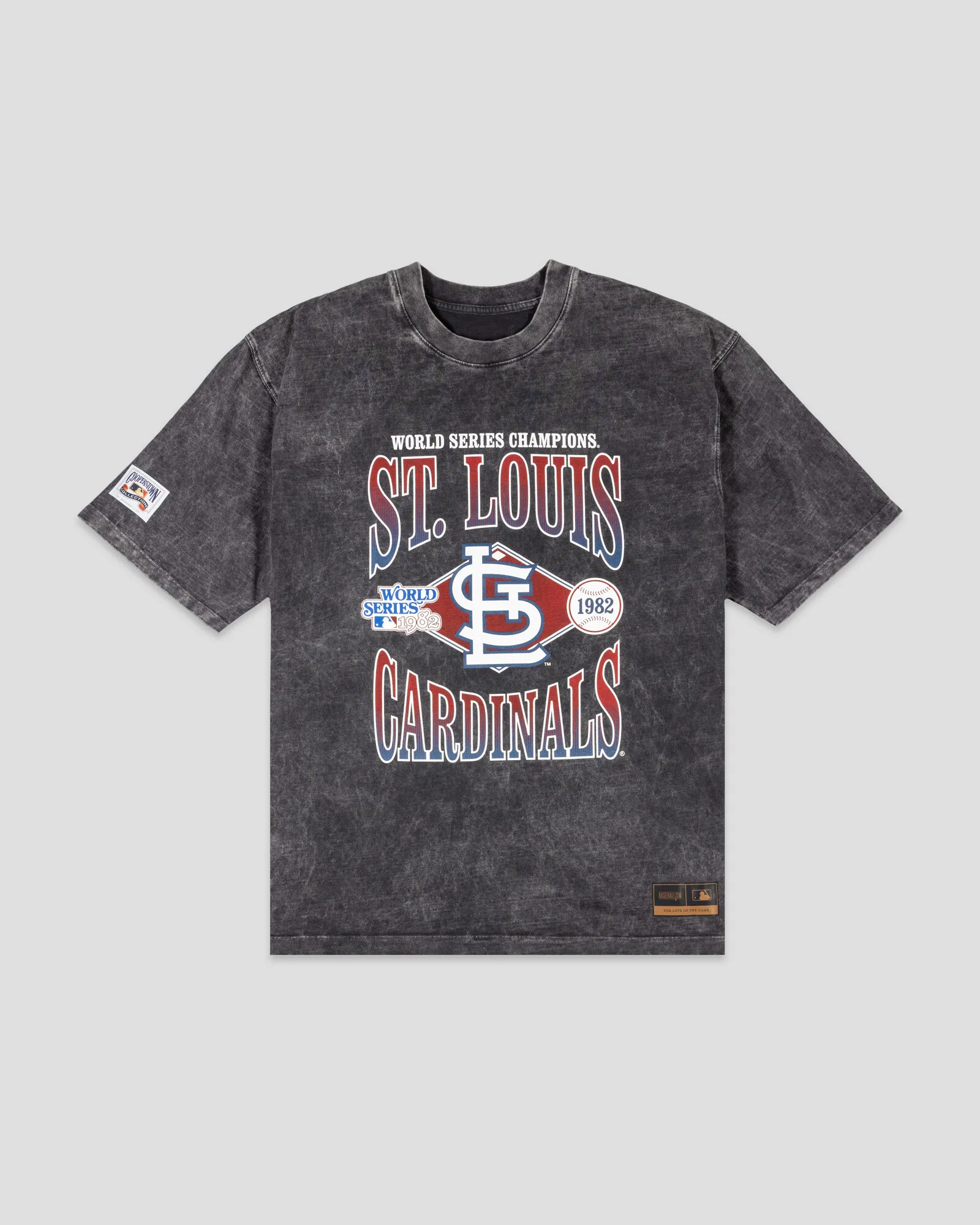 World Series 1982 Vintage Relaxed Fit T-Shirt (Black Acid Wash) - St. Louis Cardinals