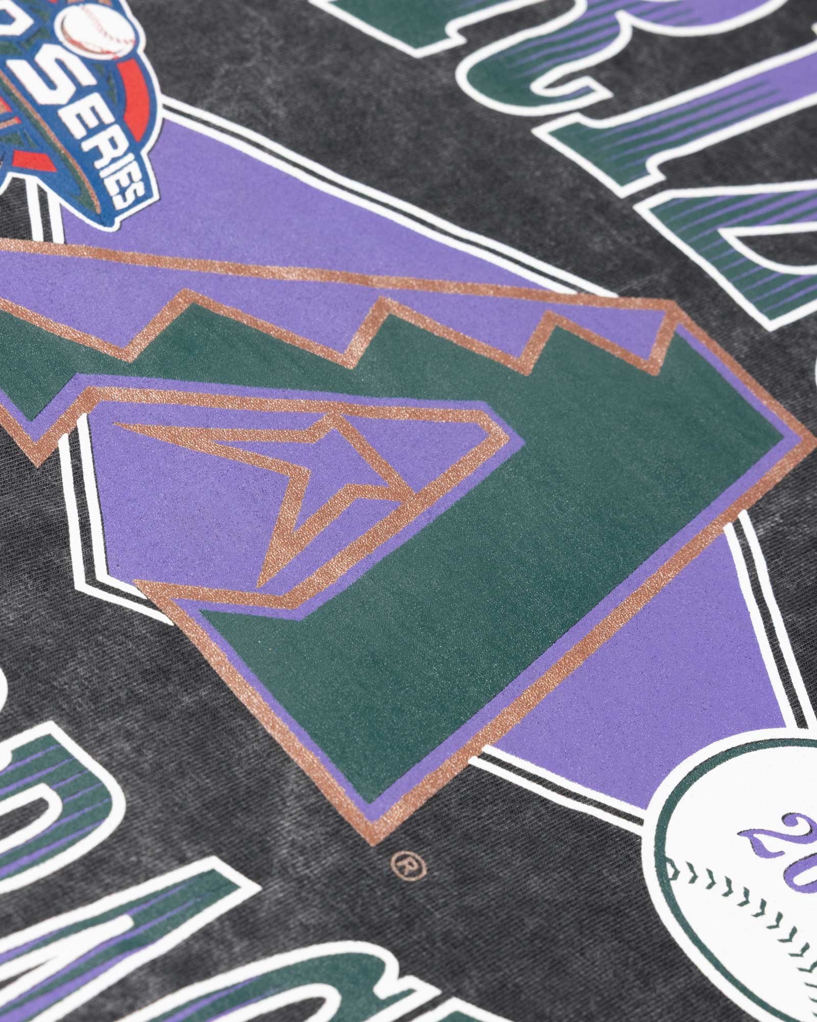 World Series 2001 Vintage Relaxed Fit T-Shirt (Black Acid Wash) - Arizona Diamondbacks - Image 2