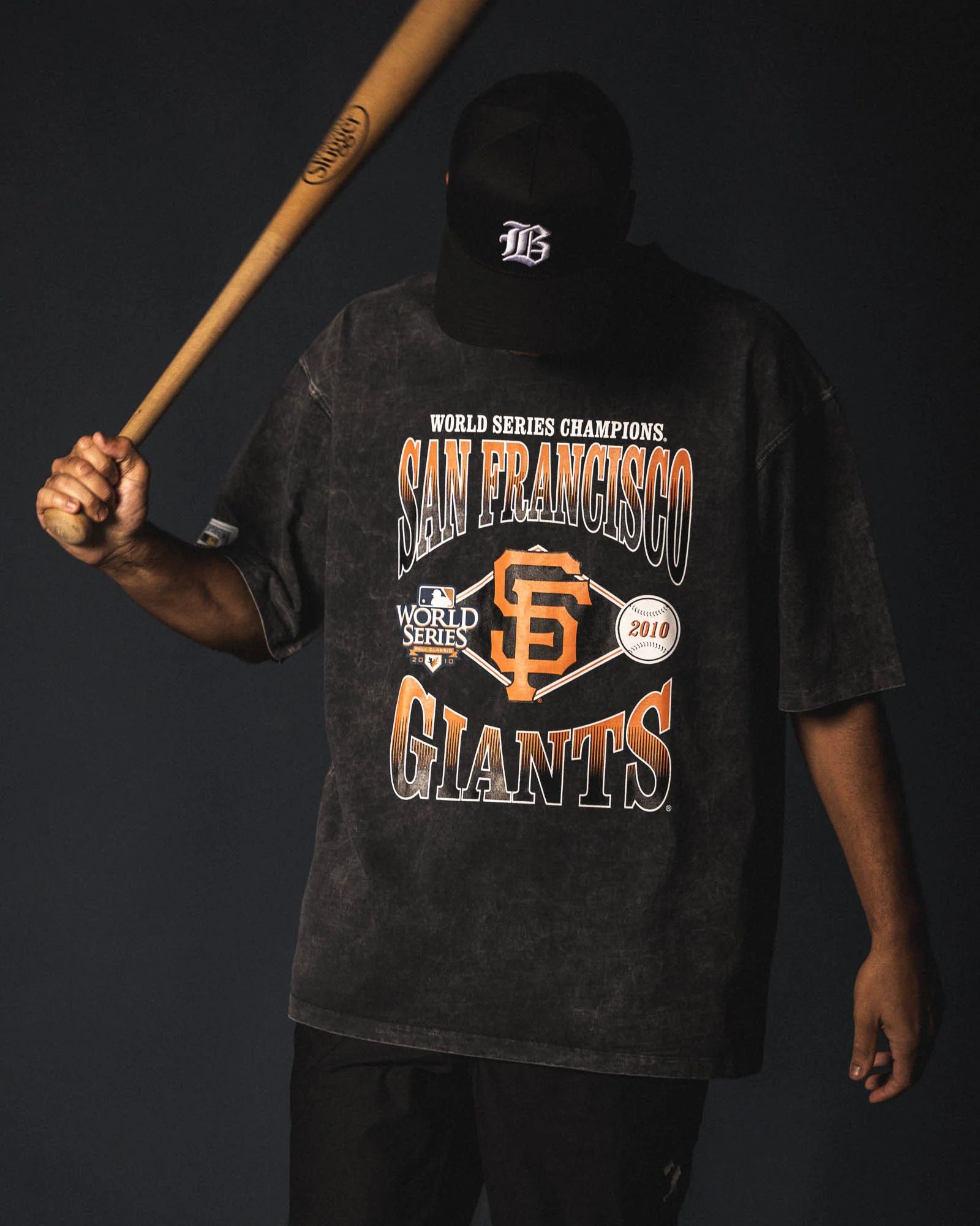 World Series 2010 Vintage Relaxed Fit T-Shirt (Black Acid Wash) - San Francisco Giants - Image 3