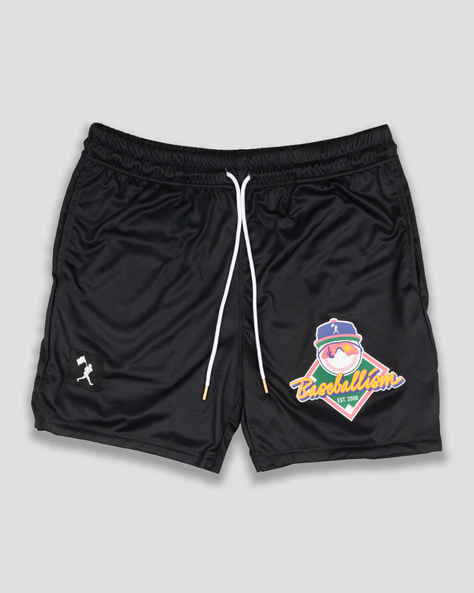 Yuvi Retro Baseballism Diamond Air Mesh Shorts - Black
